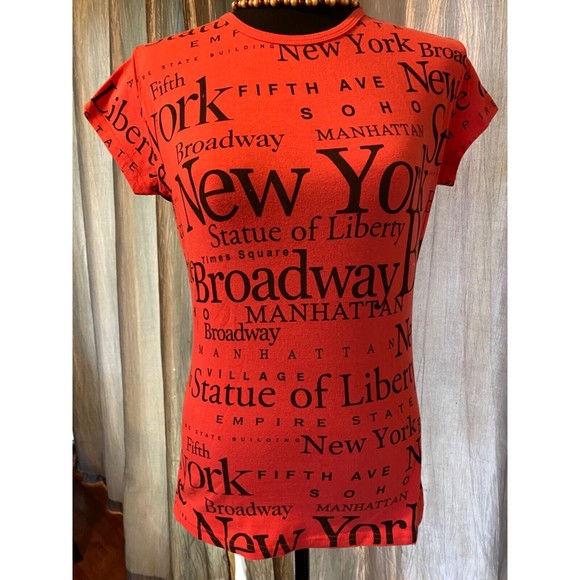 Jay Joshua New York Signature womens Sz L tangerine tee - Picture 1 of 6